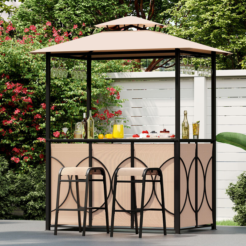 Outdoor Grill Gazebo Set with Bar Table and 2 Stools &ndash; Perfect for BBQ Parties