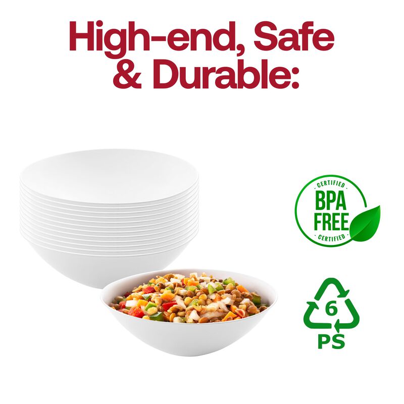 16 oz. Solid White Organic Round Plastic Soup Bowls (60 Bowls) image number 5