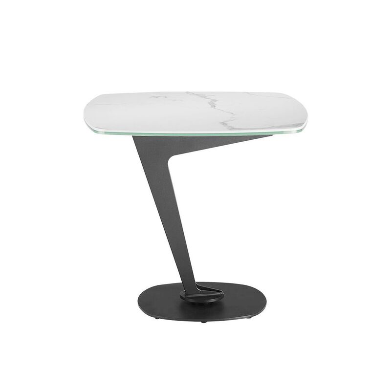 Casabianca Home Leaf End Table In White Marbled Porcelain