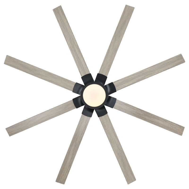 84" Black Farmhouse Windmill 8 Blade Reversible DC Dimmable Extra Large Ceiling Fan with LED Light and Remote image number 6