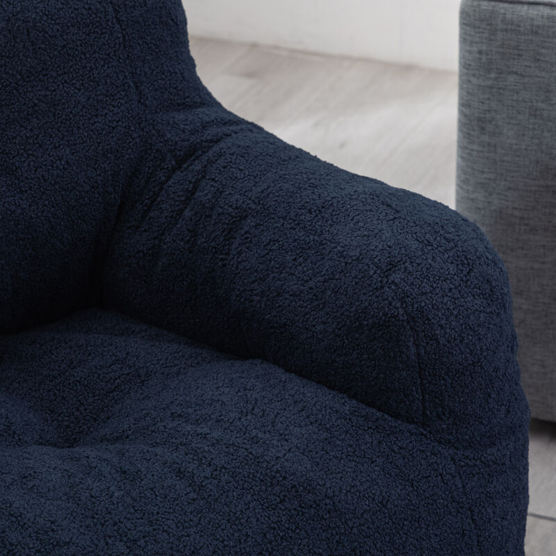 GOODSILO Soft Teddy Fabric Tufted Foam Bean Bag Chair with Ergonomic Backrest Design image number 5