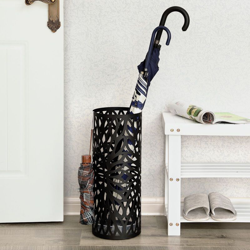 Umbrella Stand Rack Free Standing for Canes Walking Sticks 2 Hooks- Black