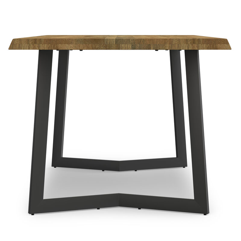 Watkins SOLID MANGO WOOD and Metal 72 inch x 36 inch Rectangle Modern Dining Table with Inverted Metal Base in Light Brown image number 5
