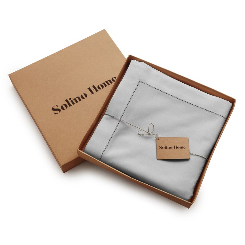 Solino Home Cotton Linen Hemstitch Tablecloth &ndash; Handcrafted, Machine Washable, Perfect for Holiday and Everyday Dining