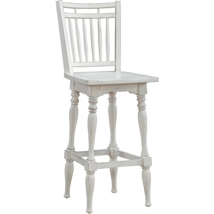 Liberty Furniture Spindle Back Swivel Bar Stools - Set of 2  - Antique White & Weathered Bark