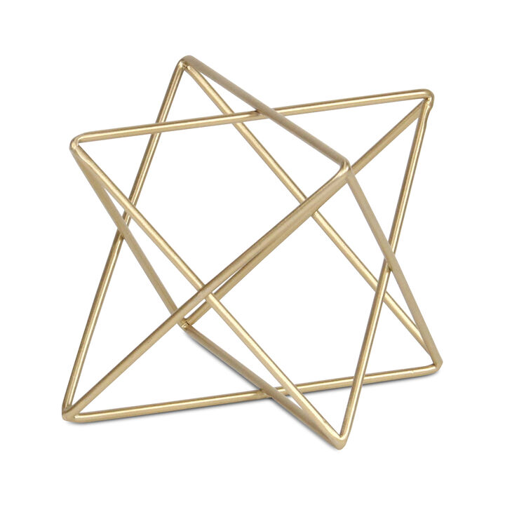 HomeRoots 6" Gold Metal Open Geometric Tabletop Sculpture