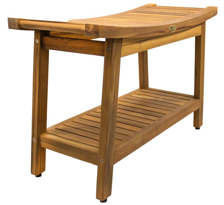 EcoDecors Harmony Gold 30" Teak Bench for Shower