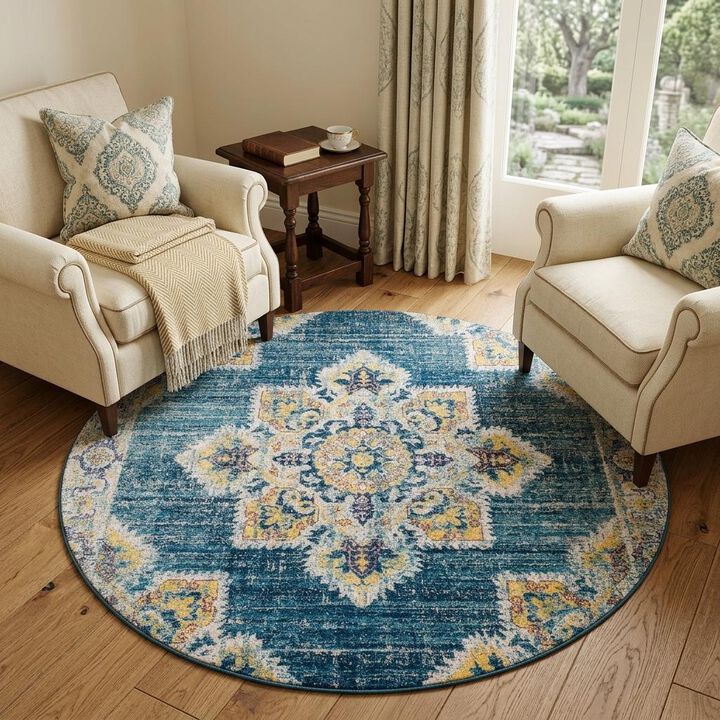 HomeRoots Medallion Round Rug