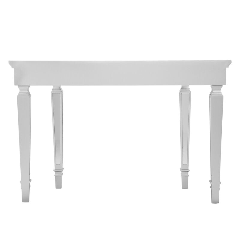 HomeRoots 45" Silver Mirrored Glass and Wood Free Form Console Table image number 4