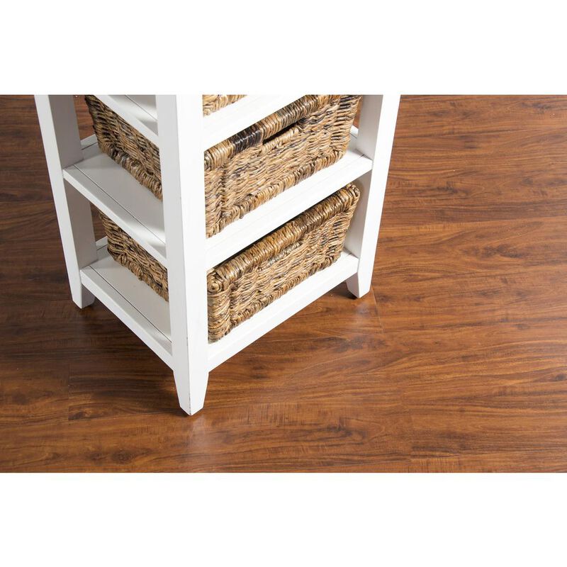 Sunny Designs Farmhouse Wood Storage Rack with Woven Baskets