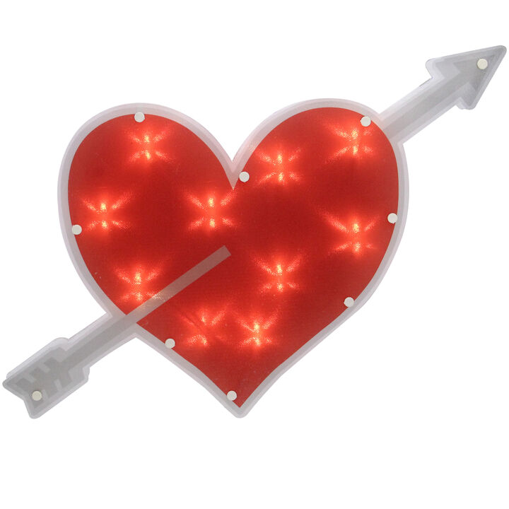 18" Lighted Red Heart with Arrow Valentine's Day Window Silhouette Decoration
