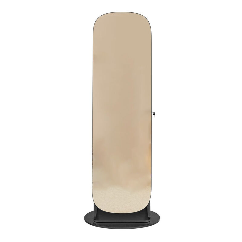 Rounded Edge Full Length Mirror with Built-In Storage Shelves image number 0