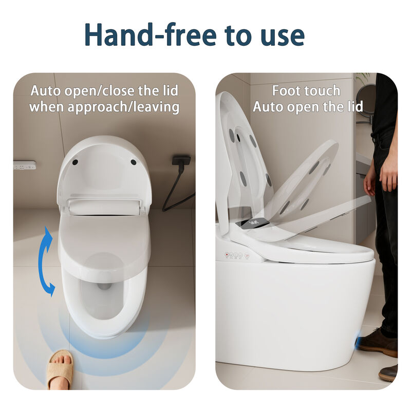 FUFU&GAGA Modern Ceramic Glazing Smart Toilet with Automatic Lid Foot Sensor Flushing Heated Seat and Multifunctional Bidet 26.8 in. W x 16.1 in. D x 18.7 in. H White