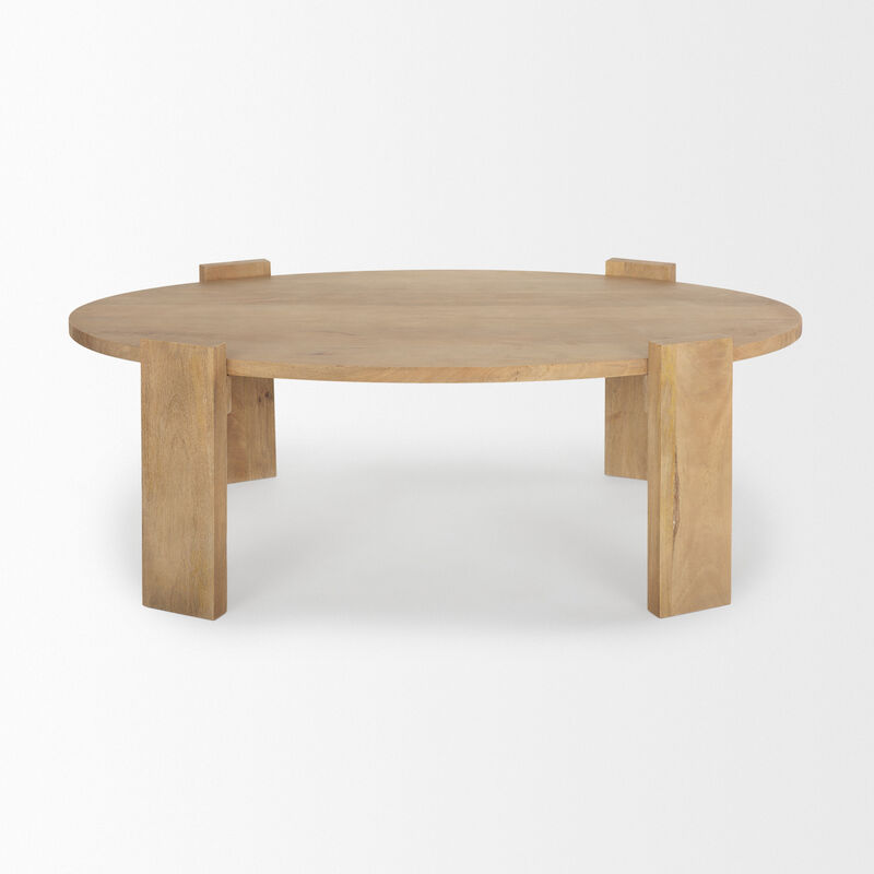 HomeRoots 48" Natural Solid Wood Oval Coffee Table image number 2