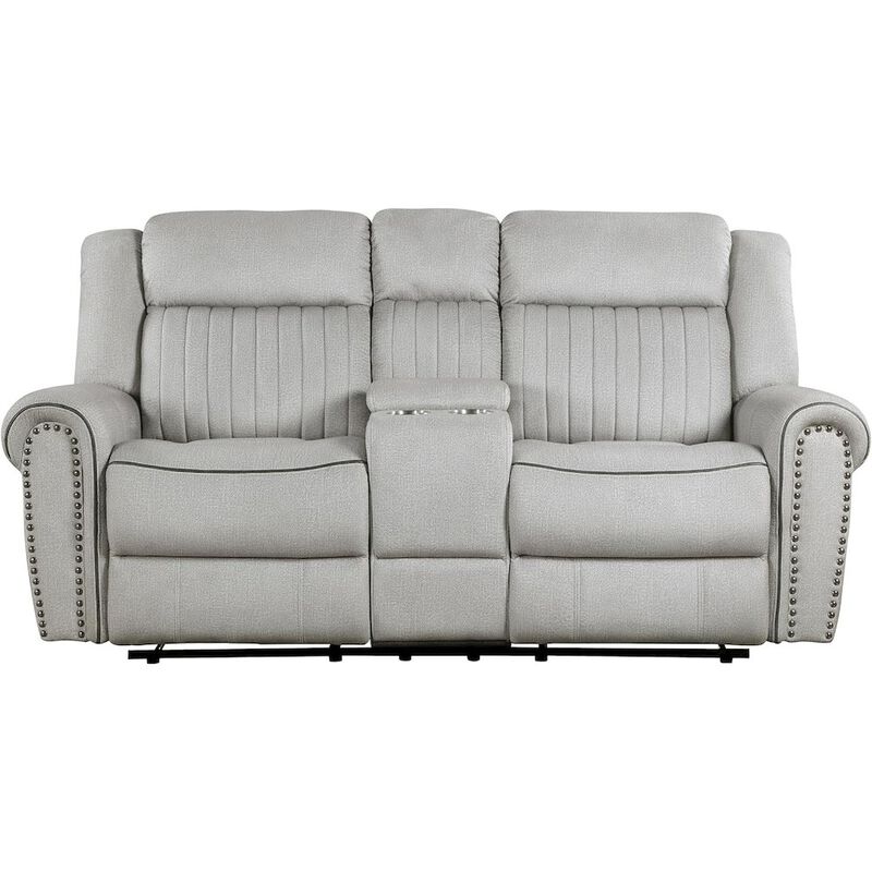 Lexicon Brennen Microfiber Double Reclining Love Seat in Mist