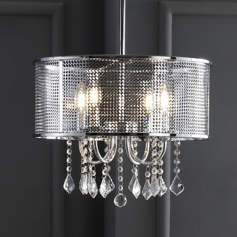 Avah Metal/Crystal Adjustable LED Drop Chandelier