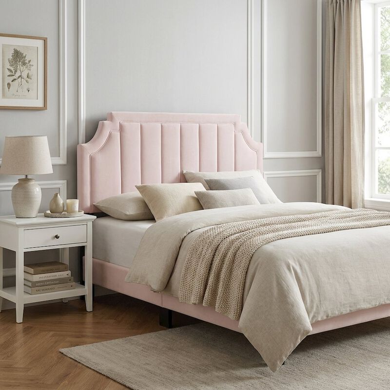 Channel Tufted Velvet Full/Queen Headboard with Performance Fabric Upholstery image number 3