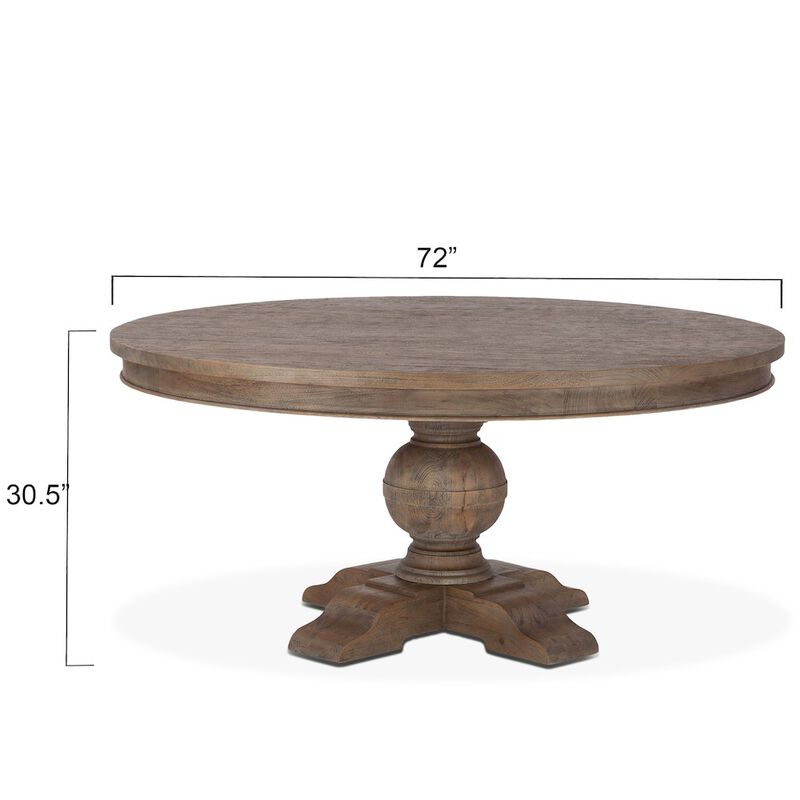 World Interiors Chatham Downs 72-Inch Round Dining Table in Weathered Teak Finish