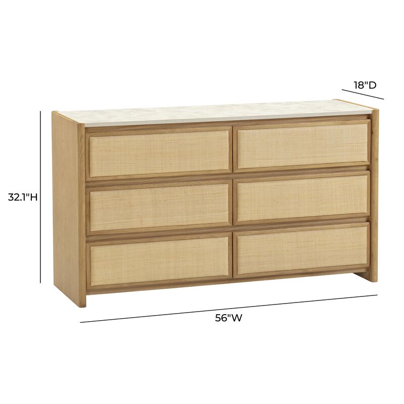 Paige Natural Oak 6-Drawer Dresser