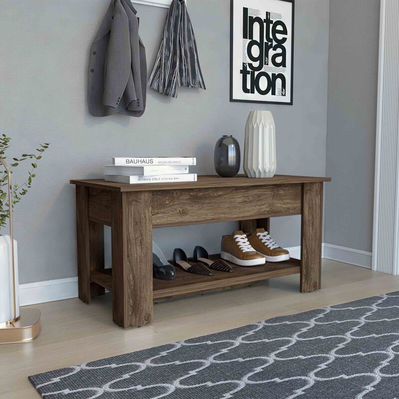 Streamdale Saturn Storage Table, Four Legs, Lower Shelf, Dark Brown image number 2
