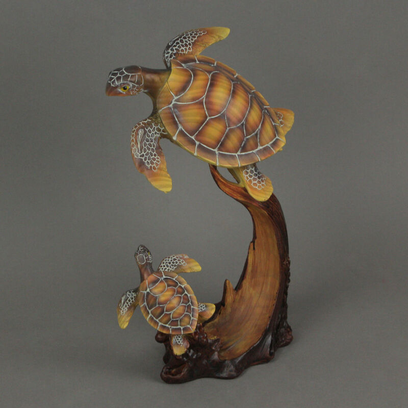Sea Turtle Family Sculpture Home Decor Statue Desk Shelf Coastal Resin Figurine image number 3