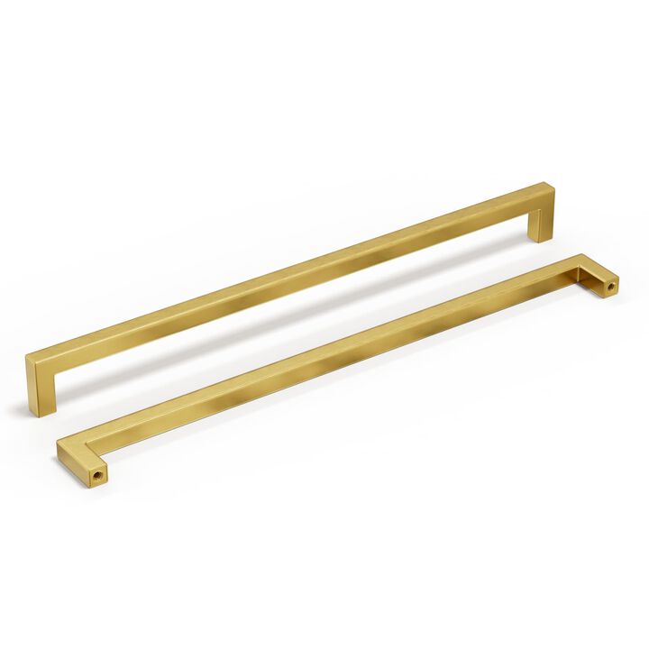 homdiy 6 Pack Gold Cabinet Handles Brushed Brass Drawer Pulls Stainless Steel Hardware for Cabinets 12-3/5 Inch Hole Centers