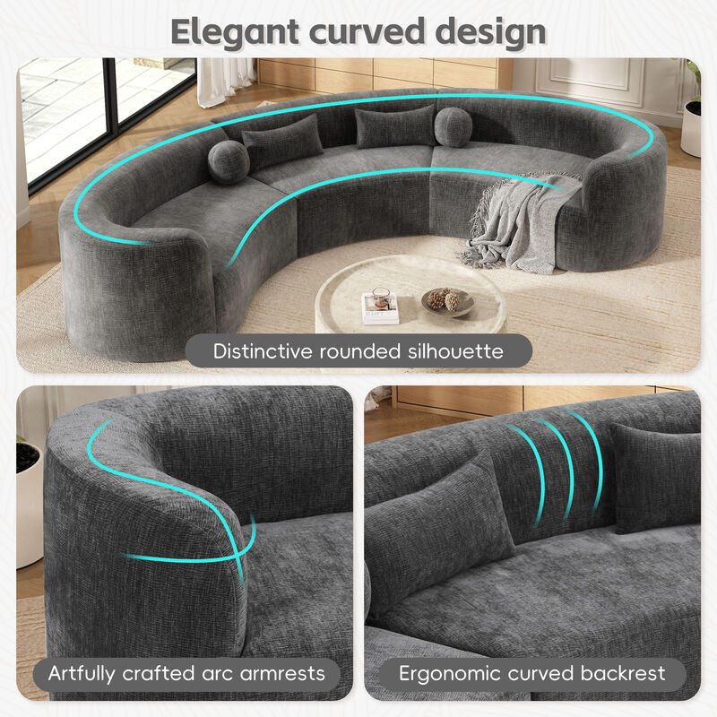 Merax Modular Sectional Sofa with Tool-Free Vacuum Compression, Chenille Fabric image number 4