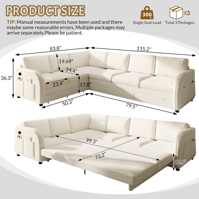 Lokweg 115.2" L-Shaped Sleeper Sofa image number 3