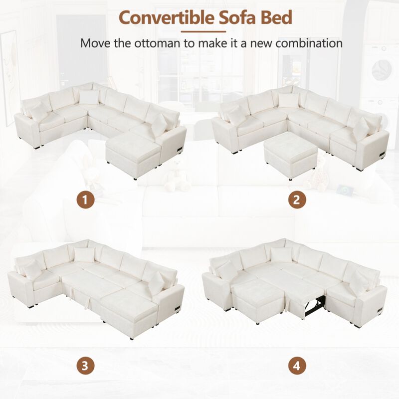 Bimkom U-Shaped Chenille Sectional Sofa image number 3