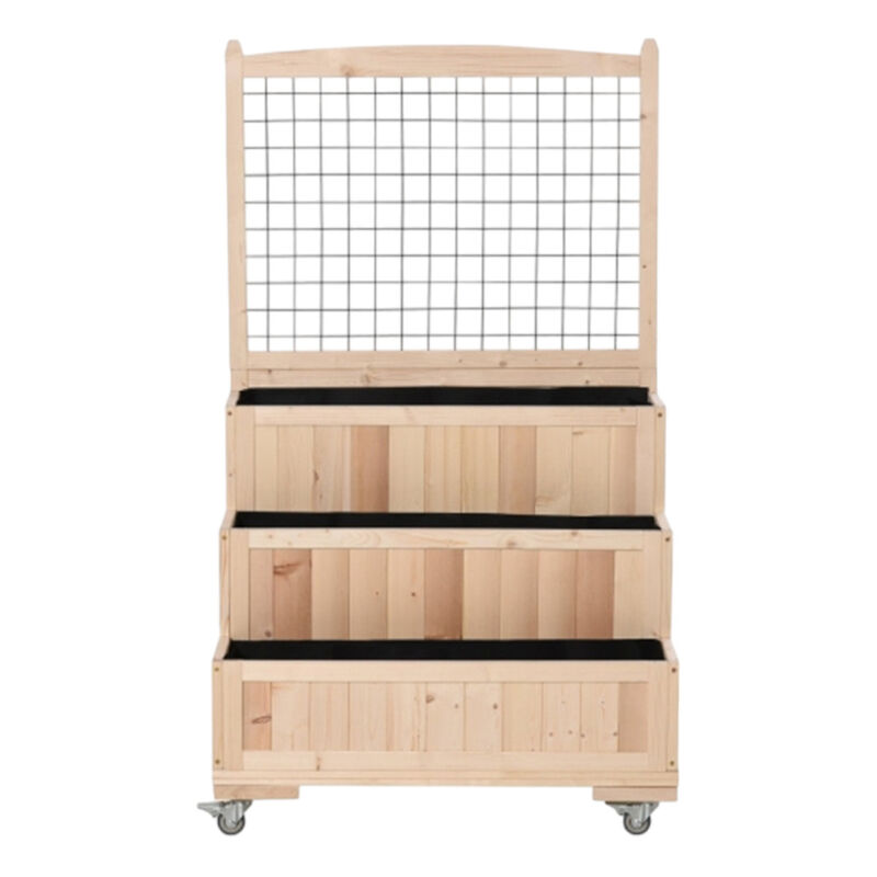 Flower Shelf & Wooden Planter Box Multi-Tier Plant Stand for Indoor & Outdoor Gardening