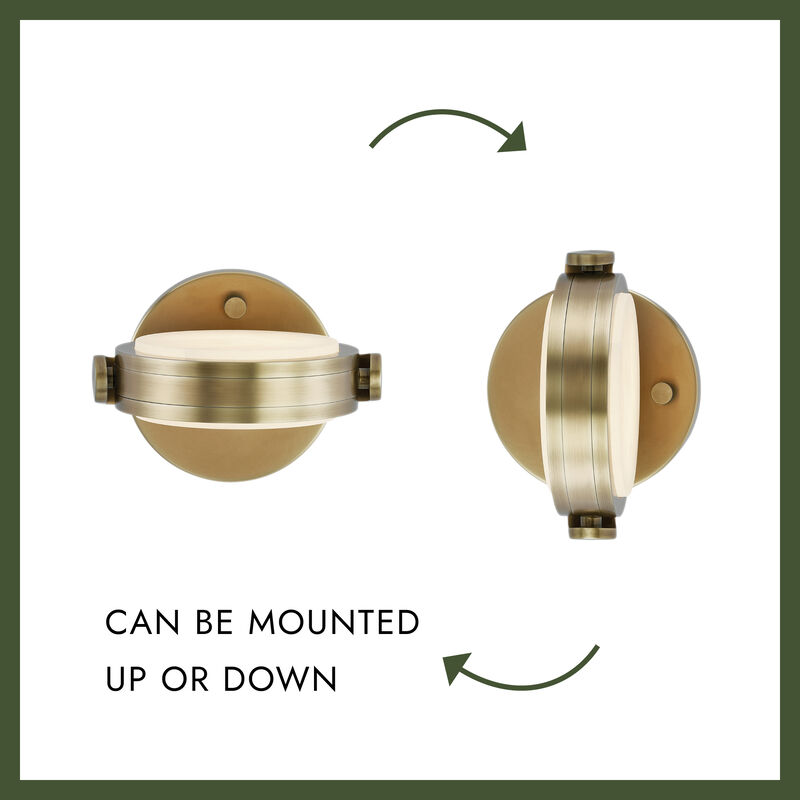 Blanco 6-in Alabaster Damp-Rated Dimmable LED Wall/Vanity Light with Urban Bronze Finish image number 5
