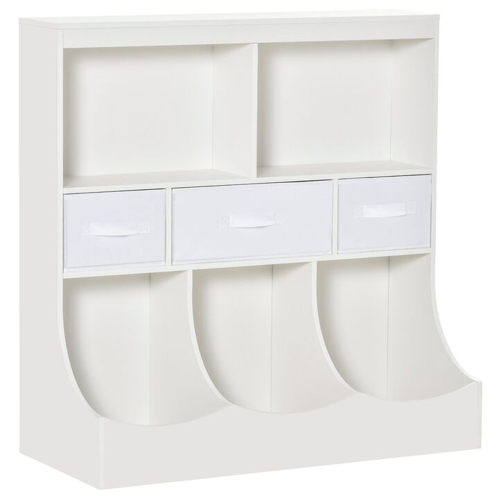 Toy Chest, Kids Storage Organizer, Children Display Bookcase with Drawers for Toys, Clothes, Books, White