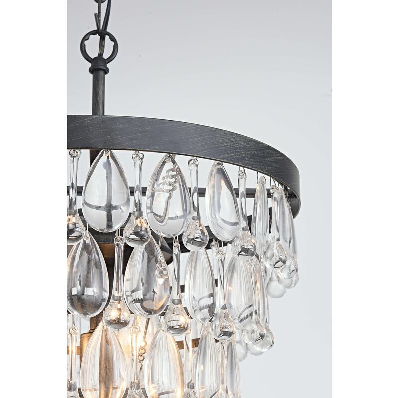 Celeste Antique Black 4-light Crystal Teardrop Round Chandelier - 14 inches in diameter x 19.5 inches H image number 3