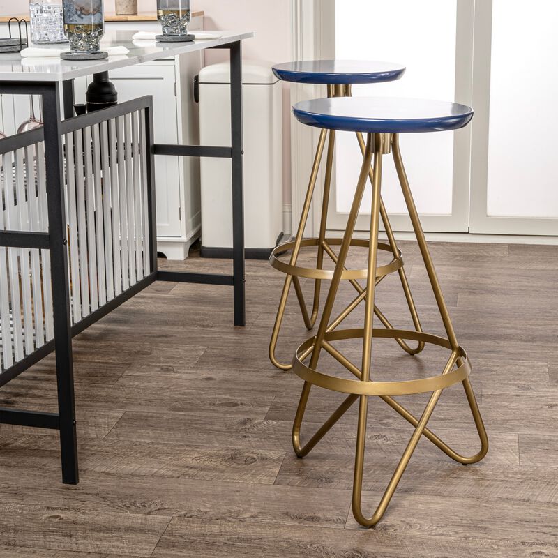 Spiroa Modern Industrial Metal Backless Circular Bar Stool