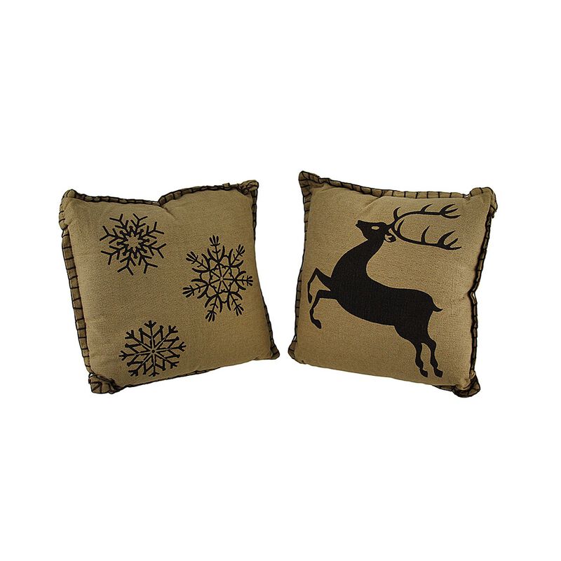 Prancer And Snowflakes Decorative Throw Pillow Set image number 0