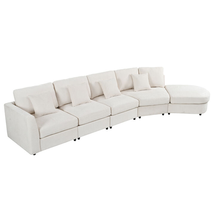 Merax Oversized Curved Sectional Sofa with Deep Seats, High-Density Foam & Pocket Springs