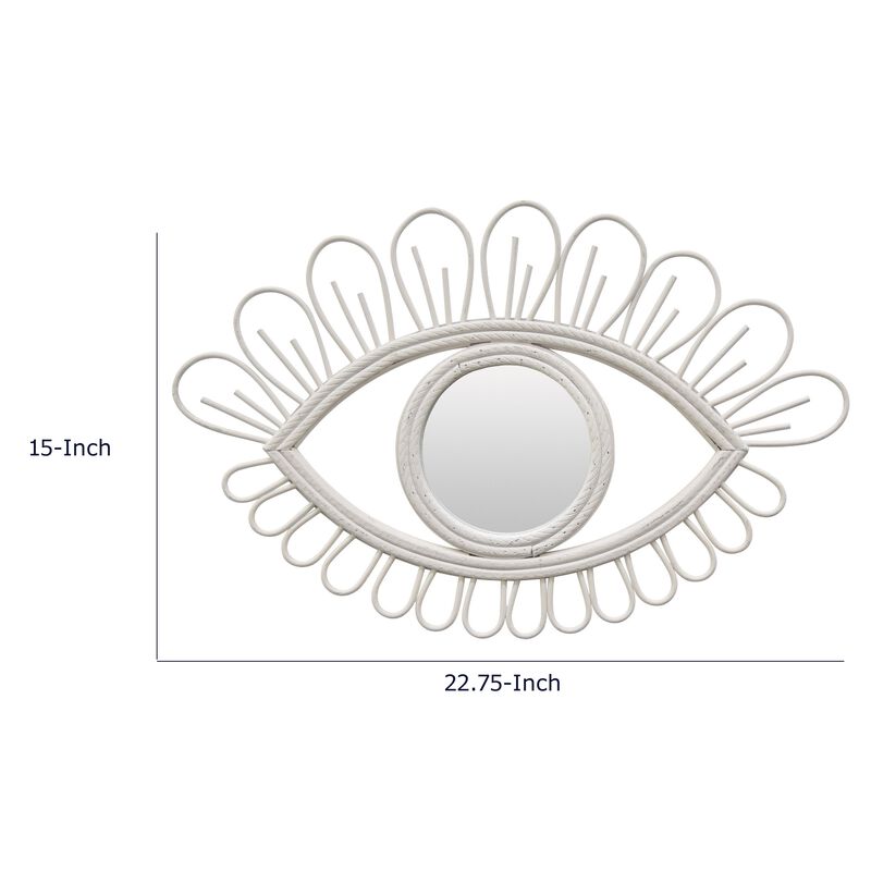 Davie Eye-Shaped Wall Mirror with Loop Details, White Natural Fiber image number 7