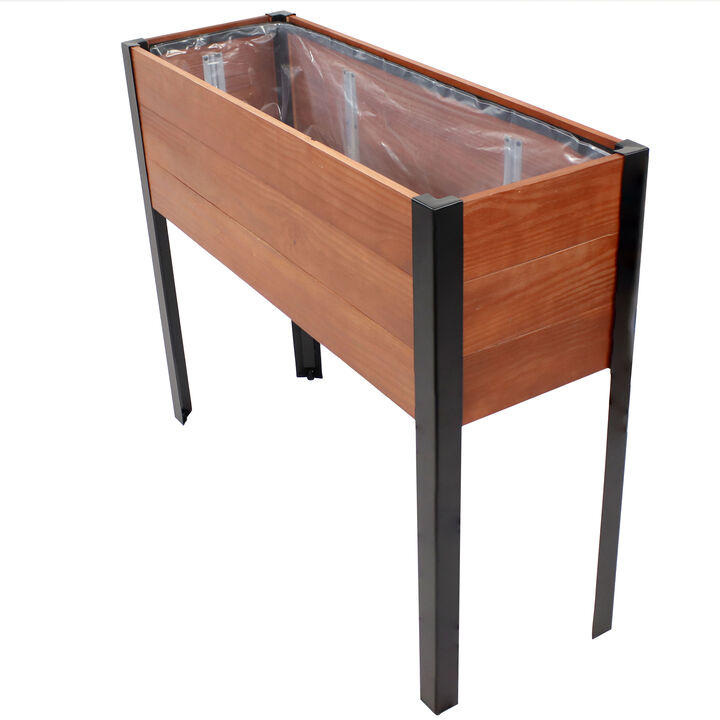 Acacia Wood Raised Garden Bed with Removable Planter Bag