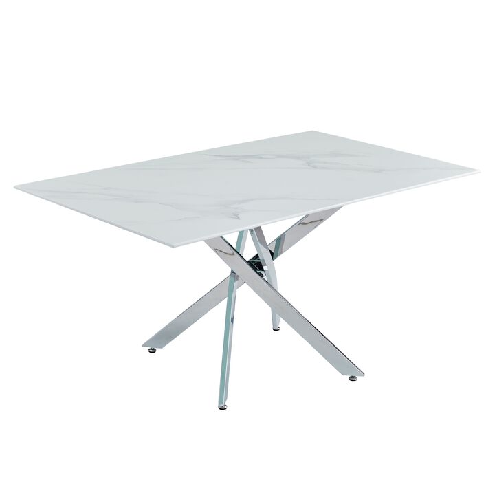 59&ldquo; Modern Rectangular Glass Dining Table