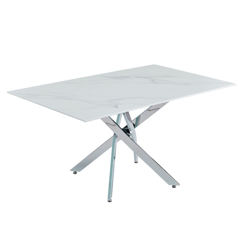 59&ldquo; Modern Rectangular Glass Dining Table image number 0