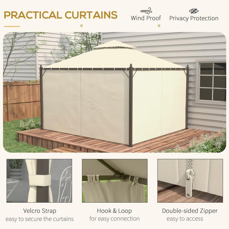 Hivvago 10x12 Patio Gazebo Shelter with Curtains image number 4