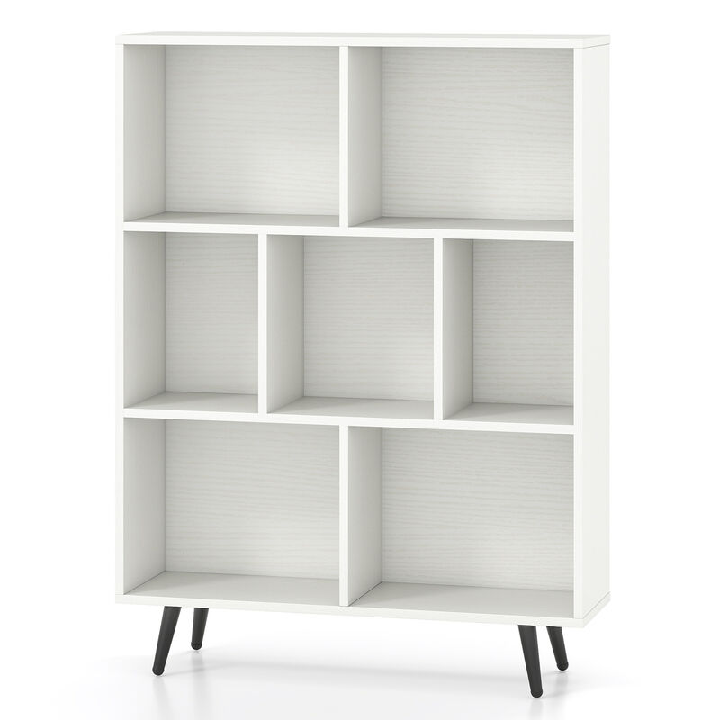 7-Cube Organizer Shelf with 5 Tapered Metal Legs, Ideal for Living Room or Study