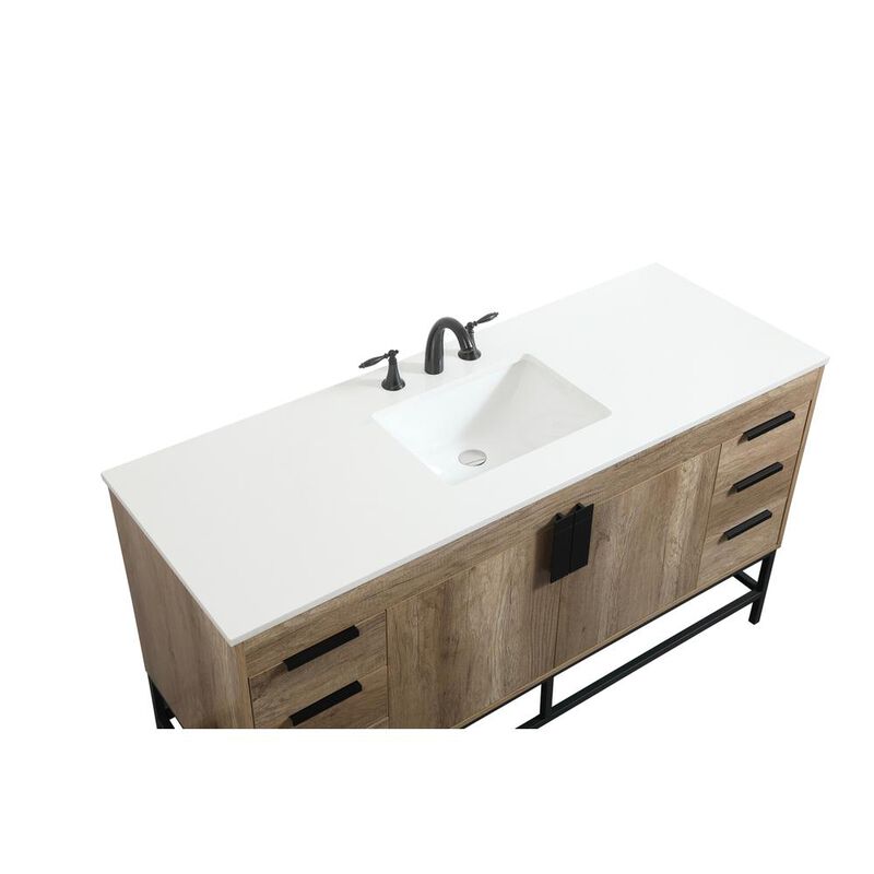 Elegant Kitchen and Bath 60 inch Single bathroom vanity in natural oak