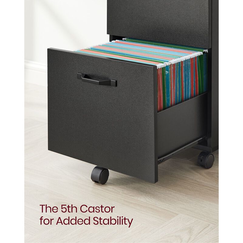 Rolling File Cabinet with 2 Drawers for A4 and Letter-Sized Documents