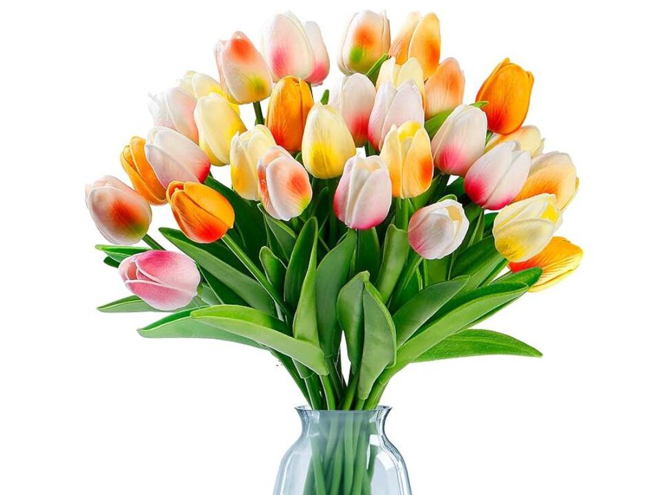 30 Piece Artificial Tulip Flower Stems Real Touch Wedding Centerpiece Decor