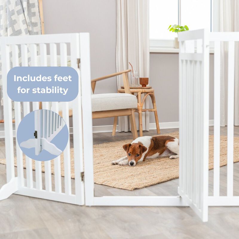 TRIXIE 4-Panel Foldable Wood Freestanding Pet Gate, Walk Thru Door, Expands to 80" image number 4