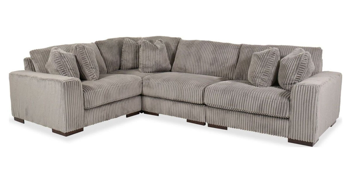 Lindyn Four-Piece Striped Sectional in Brown