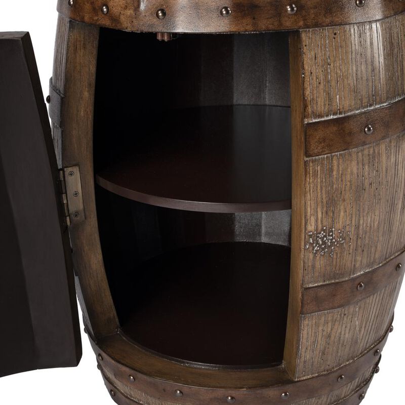 Butler Specialty Lovell Rustic Barrel Side Table, Medium Brown