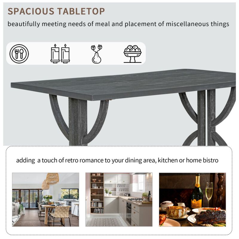 Poxtug Retro Farmhouse Rectangular Dining Set image number 4