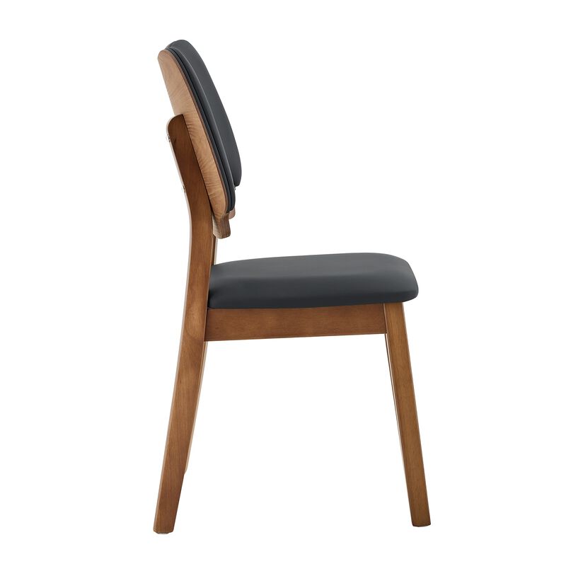 Whisen 2-Pack Solid Wood Dining Chairs with Hollow Out Backrest, PU Leather Upholstered Chairs for Dining Room, Kitchen, Living Room image number 8
